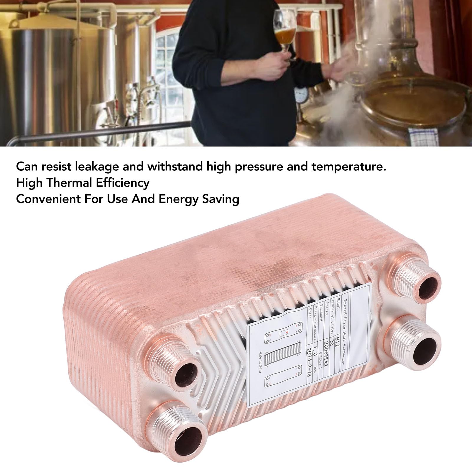 Raffreddatore Per Mosto di Birra Fatto in Casa EATB12‑30 Scambiatore di Calore a Piastre Brasate in Acciaio Inossidabile Raffreddatore Per Mosto di Birra Per Refrigeratori Per Mosto di Birra