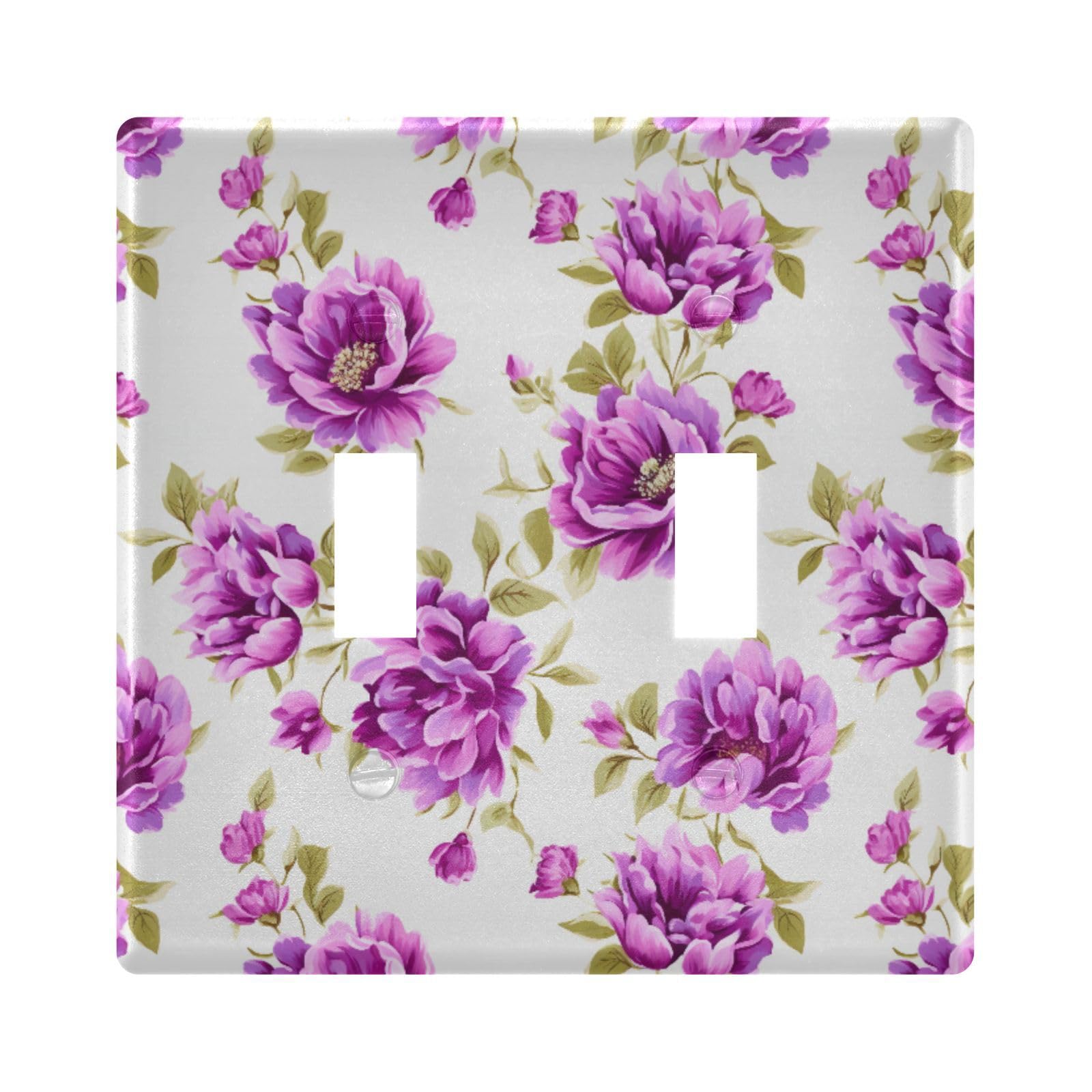 UMIRIKO Purple Flower Light Switch Cover Plate Covers Decorative Double Toggle Home Decor 202a8916