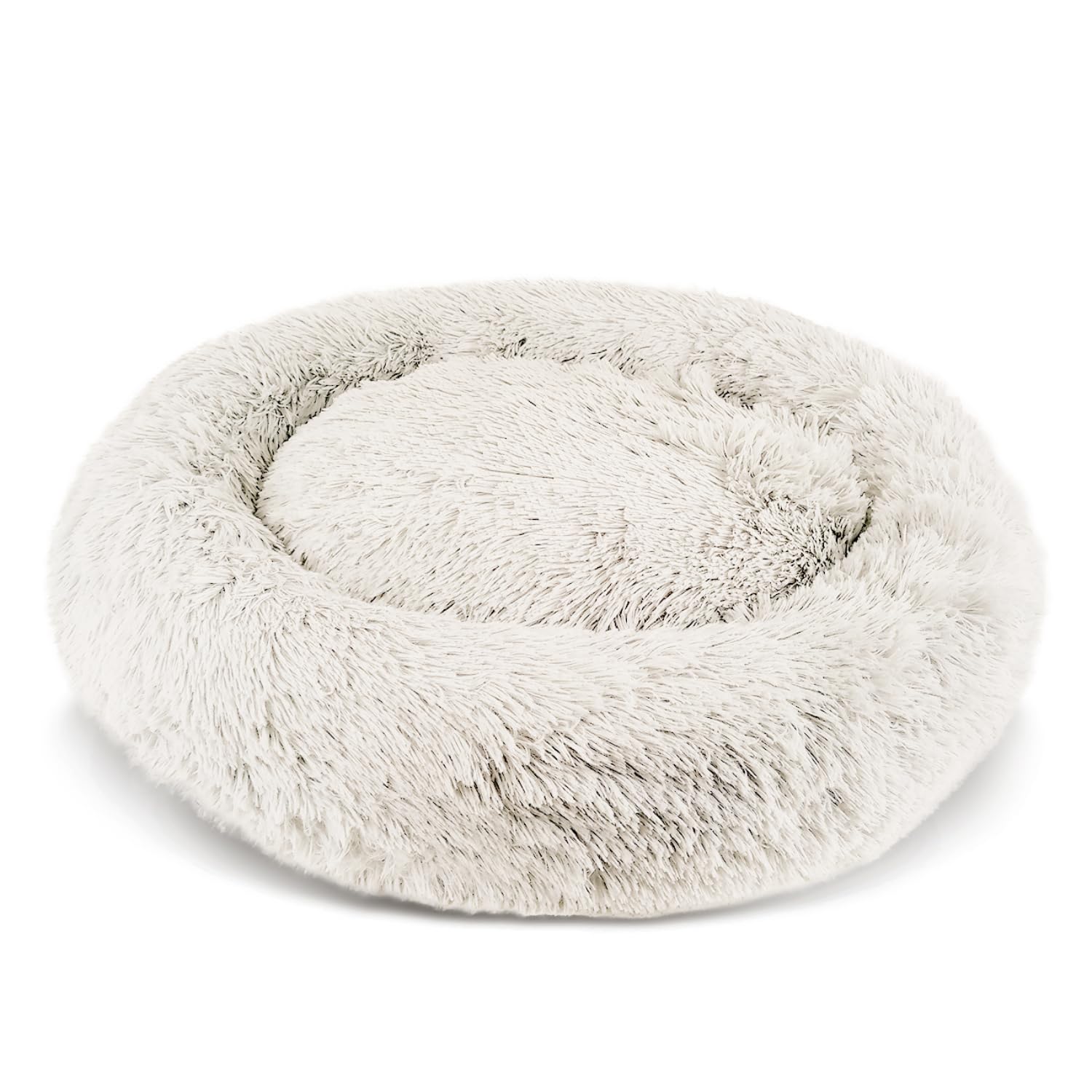 PATAM Cama Redonda de Felpa para Perros y Gatos con Funda Lavable a máquina, Antideslizante - Alaska Crema, Extra-Large 81 cm