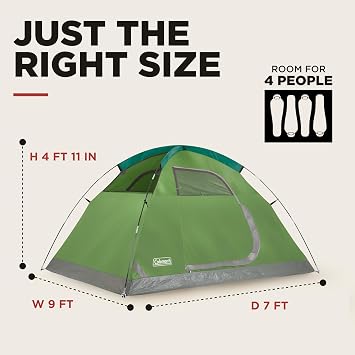 Coleman Sundome Camping Tent with Rainfly, 2/3/4/6 Person Tent Sets Up in 10 Mins, Weatherproof Shelter for Camping, Festivals, Backyard, Sleepovers, More