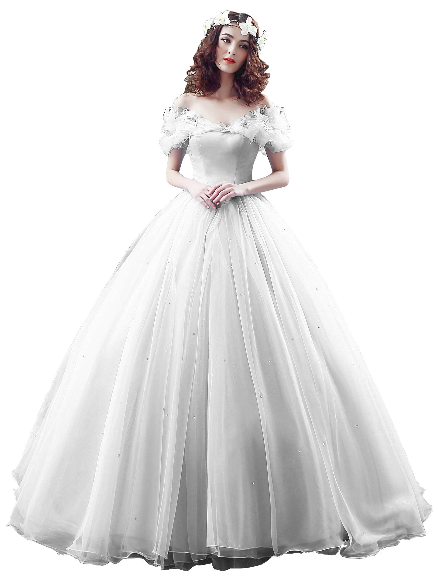yinyyinhs Tulle Ball Gown Cinderella's Off Shoulder Quinceanera Dress Wedding Dresses Evening Formal Gown