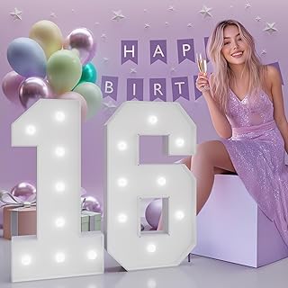 JoyMuse 3フィート ライトアップナンバー 16、16歳の誕生日デコレーション 女の子 男の子 彼女 彼、マーキーナンバー 高さ3フィート 誕生日パーティー 記念日の装飾用