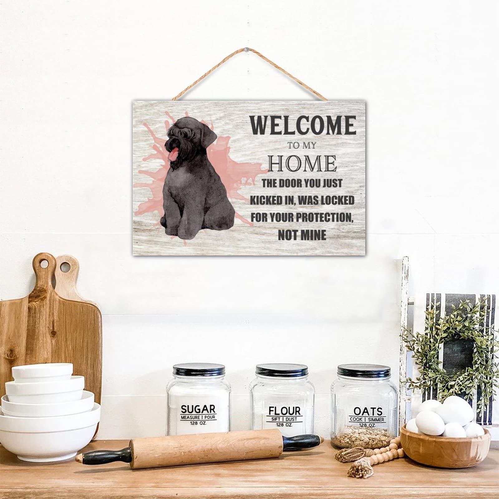 Decorazione per porta d'ingresso, cartello di benvenuto, cartello con cane divertente, appendino per porta per