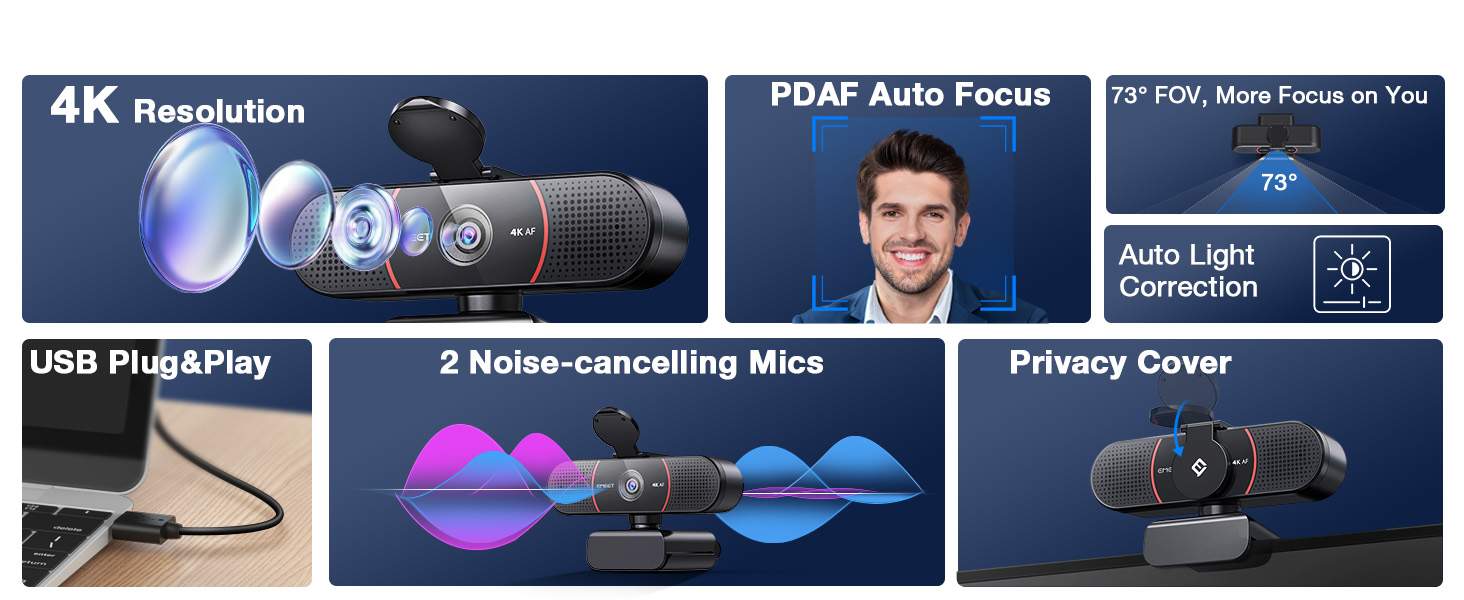 EMEET C960 4K Webcam for PC