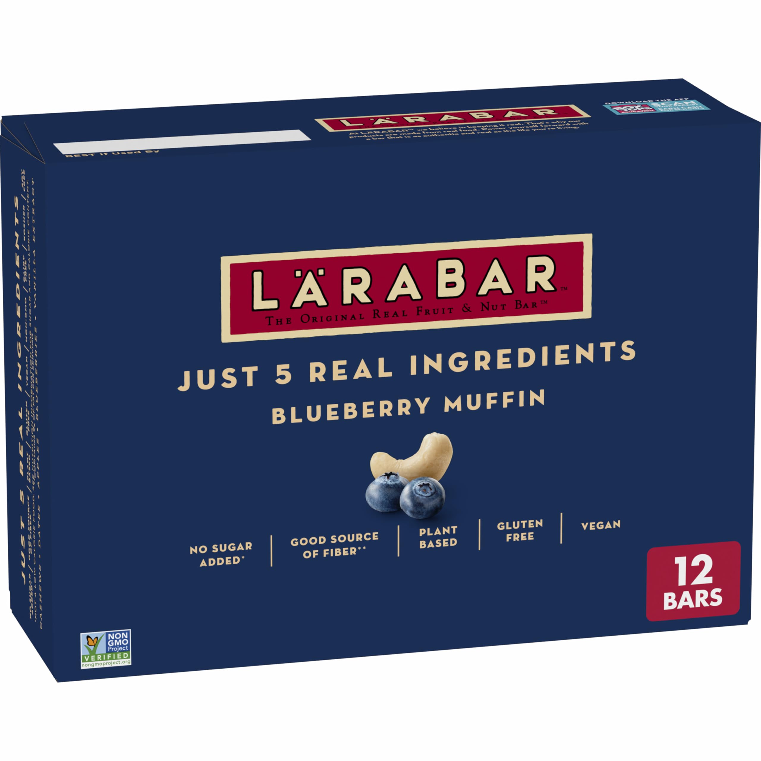 Larabar Blueberry Muffin Fruit and Nut Bars, Gluten Free and Vegan, 19.2 oz, 12 Ct