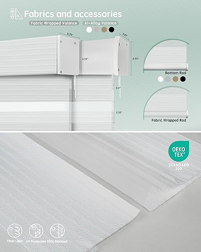 Miniatura 36 de Yoolax Persianas motorizadas con control remoto, persianas motorizadas de cebra compatibles con Alexa, persianas motorizadas de privacidad, 70%