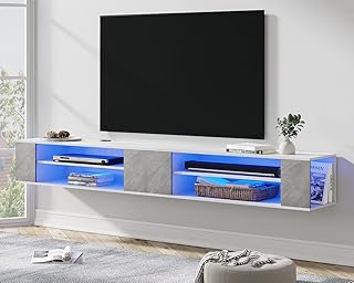 WAMPAT Floating TV Stand with Led Lights,79