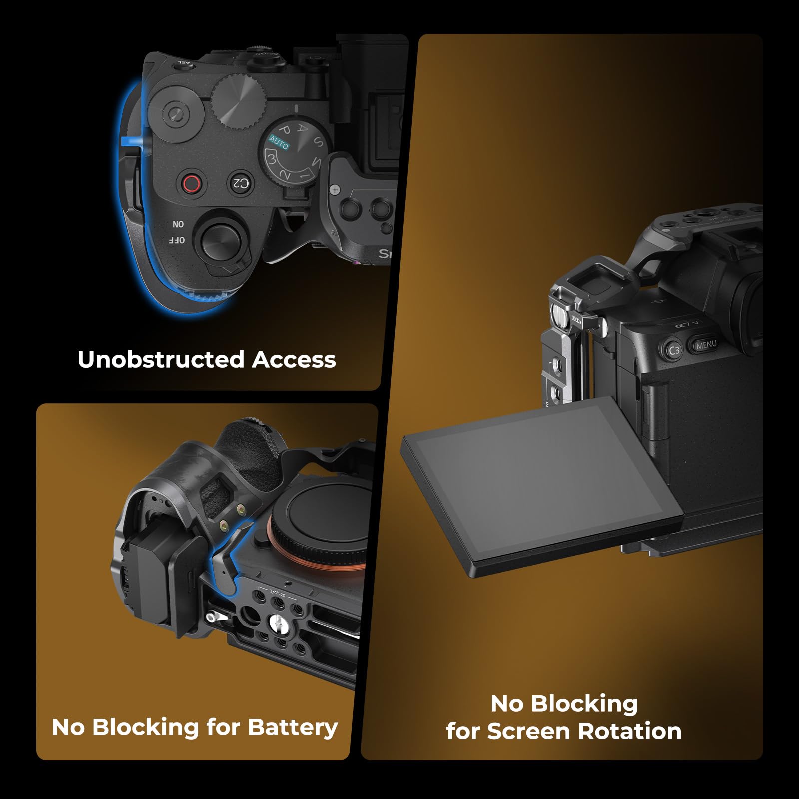 SmallRig Kit base per gabbia rinoceronte A7 V/A7R V/A7 IV per Sony Alpha 7 V/Alpha 7R V/Alpha 7 IV/Alpha 7S III/Alpha 7R IV, con maniglia superiore e morsetto per cavo HDMI