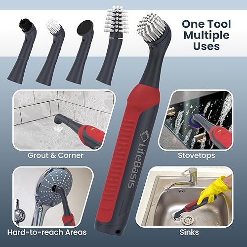 Miniatura 7 de LifeBasis Kit de limpieza eléctrica recargable, 11 piezas, cepillo de limpieza eléctrico inalámbrico, IPX7, impermeable, cepillo de lechada