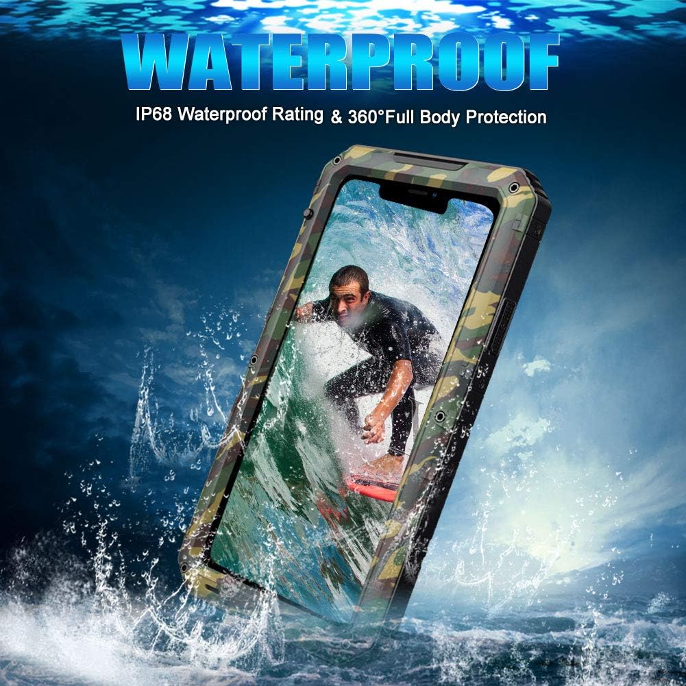 Mitywah Waterproof Case for iPhone 11 Pro Max, Heavy Duty Military Grade Case with Built-in Screen Protector, 360° Full Body Sturdy Metal Frame Protective Armor Case for iPhone 11 Pro Max, Camouflage
