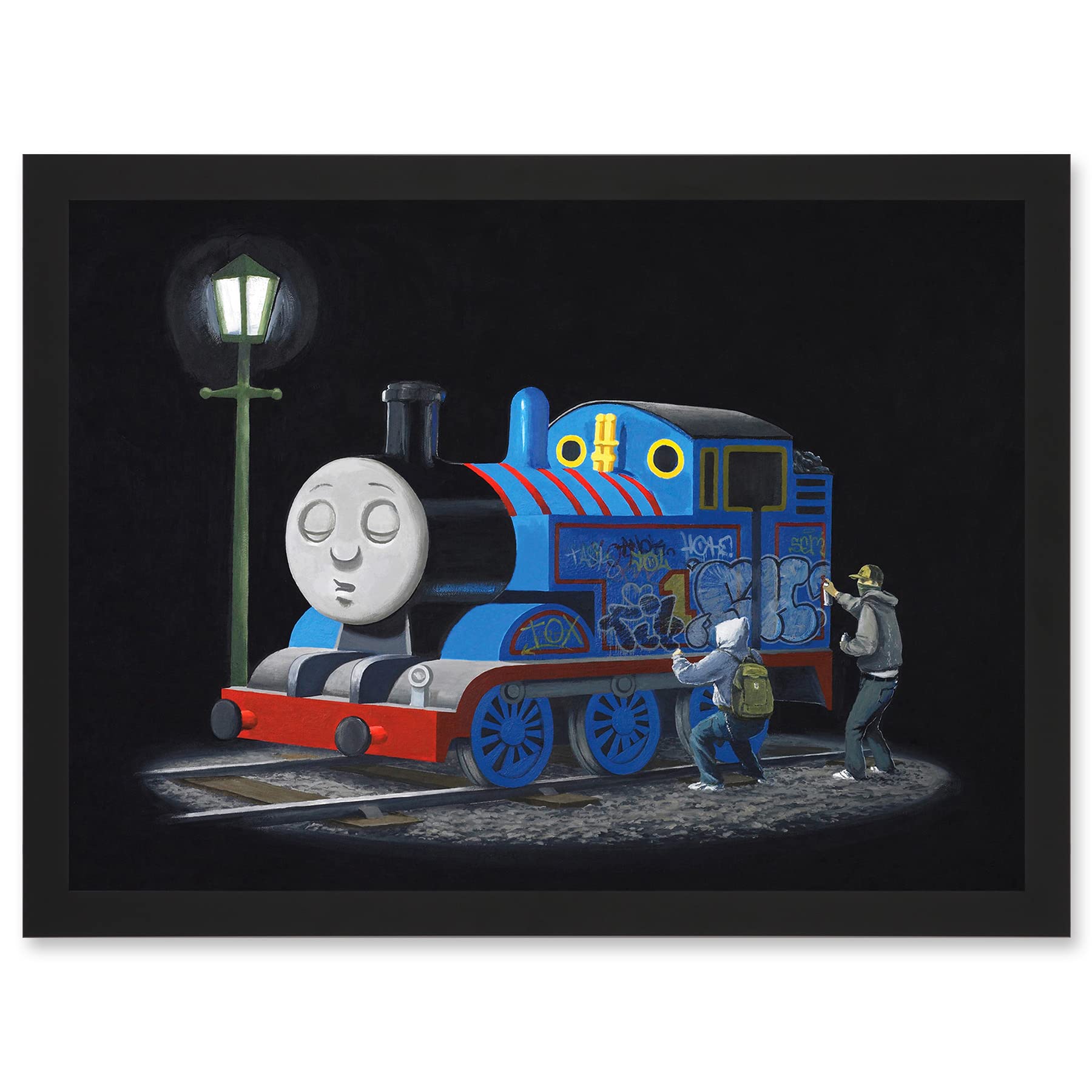 Artery8 Banksy Thomas Tank Engine Graffiti Street Artwork Framed Wall Art Print A4