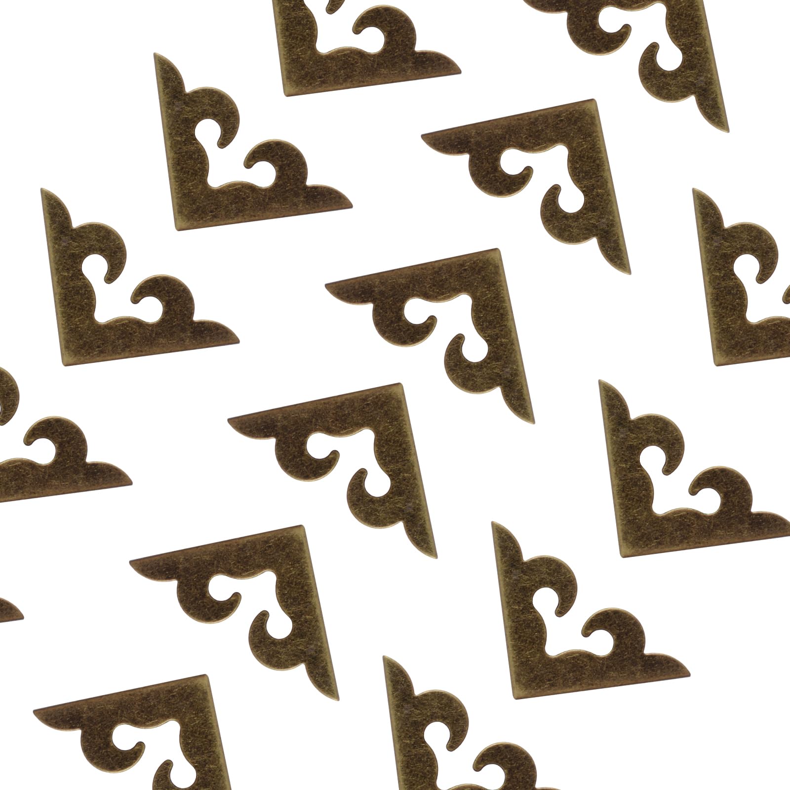 URROMA Bronze Metal Book Corners, 60Pcs Small Book Corner Protector Iron Corner Triangle Decorative Trim Vintage Album Corners for Scrapbooking Menus, 27mm