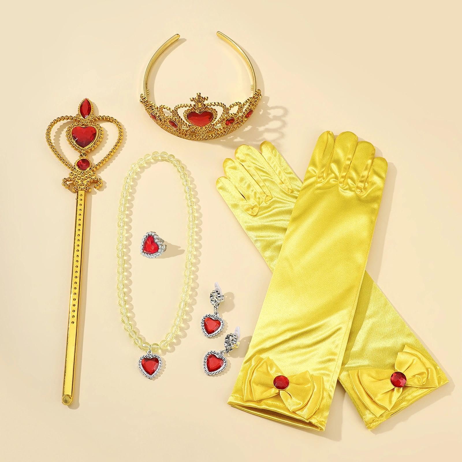 ZXTGBQ 6 Pcs Princess Dress Up Accessories, Girl’s Costume Fancy Dress Up Toys, Included Crowns, Wands, Necklaces, Rings - Image 4