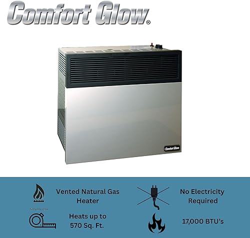 Miniatura 4 de Comfort Glow Calentador de pared de gas natural de ventilación directa de 17,000 BTU, gris, grande