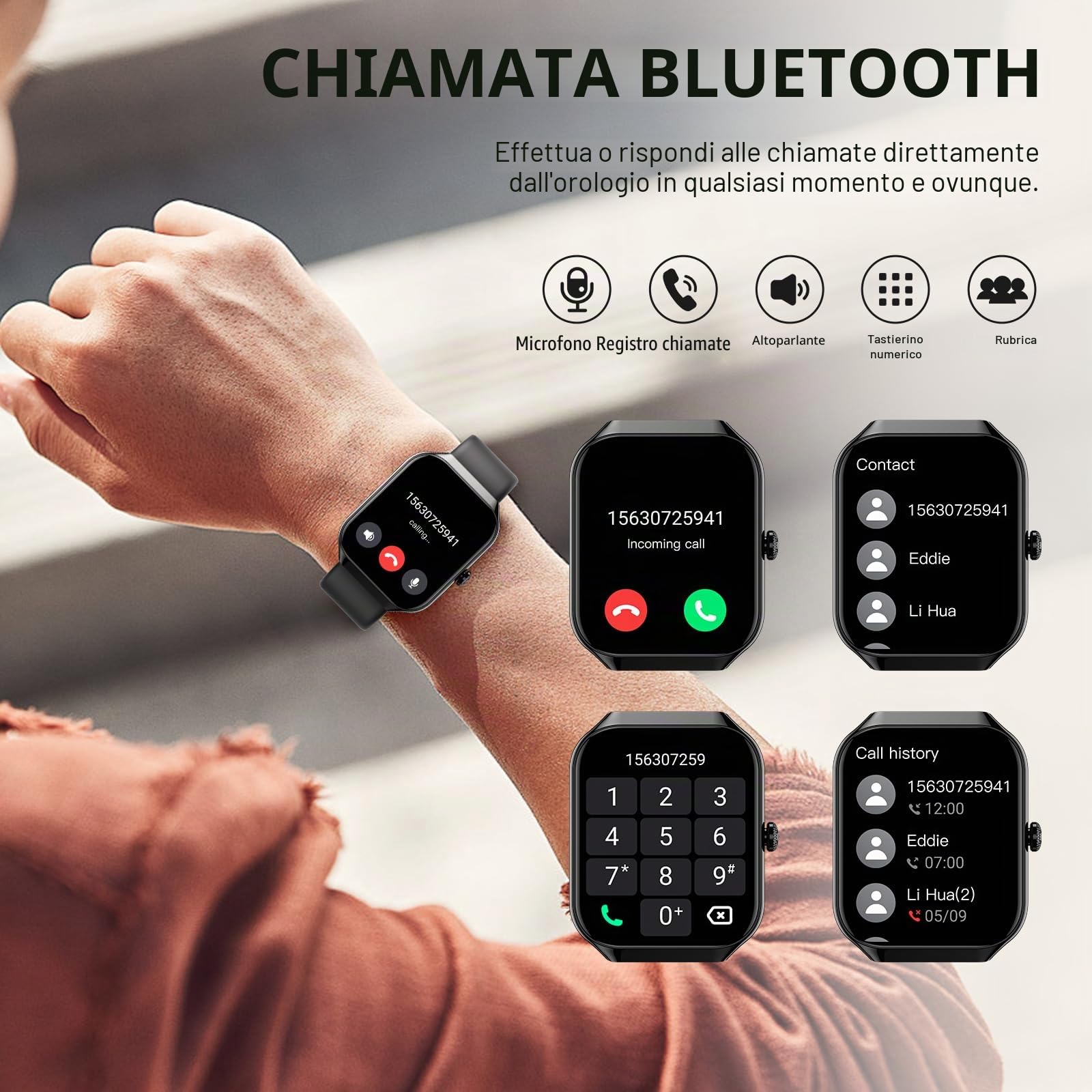 Jugeman 2026 Smartwatch Uomo Donna,1,91" Orologio Smartwatch Uomo con Chiamata Bluetooth,Contapassi Monitoraggio Sonno SpO2 Frequenza Cardiaca Android iOS | Tracker Attività, Chiamate Integrate, Uso Quotidiano, Design Compatto, Per Uomo