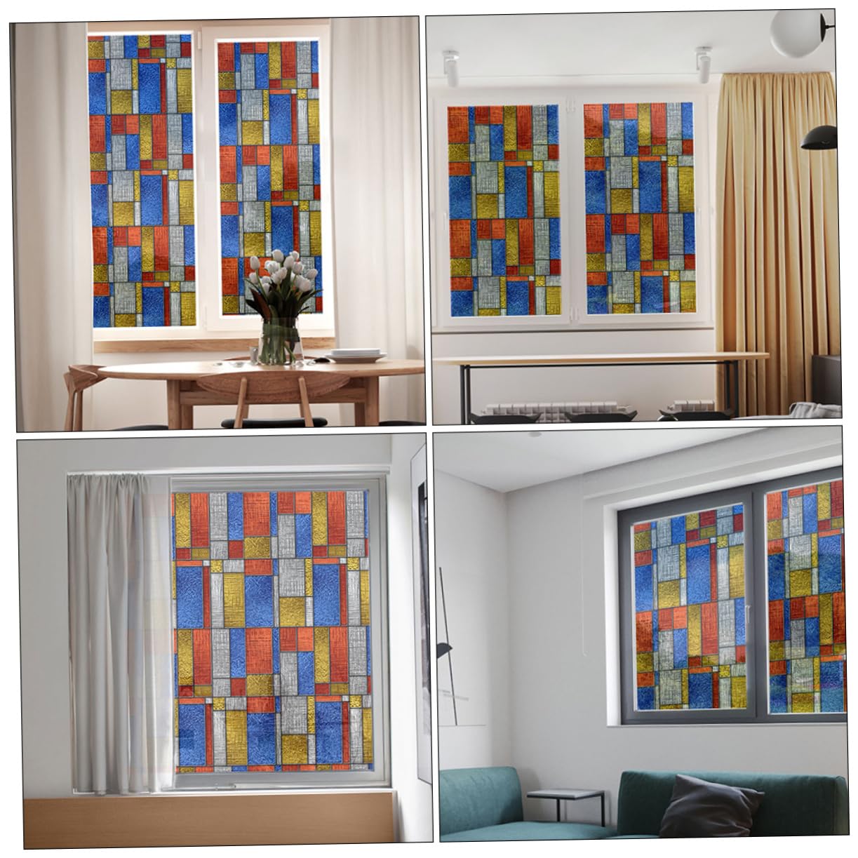 2piezas Película De Privacidad Para Ventanas Diseño No Adhesivo De Filtra Luz Solar y Brillo Para Baños Salones y Cocinas