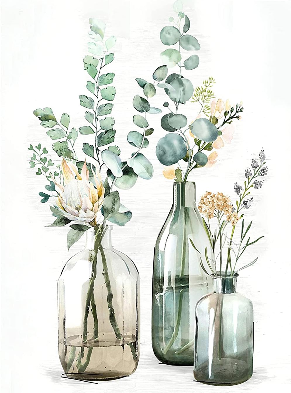 NANASUGUR Pintar con Numeros para Adultos, DIY Pintura por Números Decoraciones para el Hogar sin Marco 40x50cm,Tres jarrones