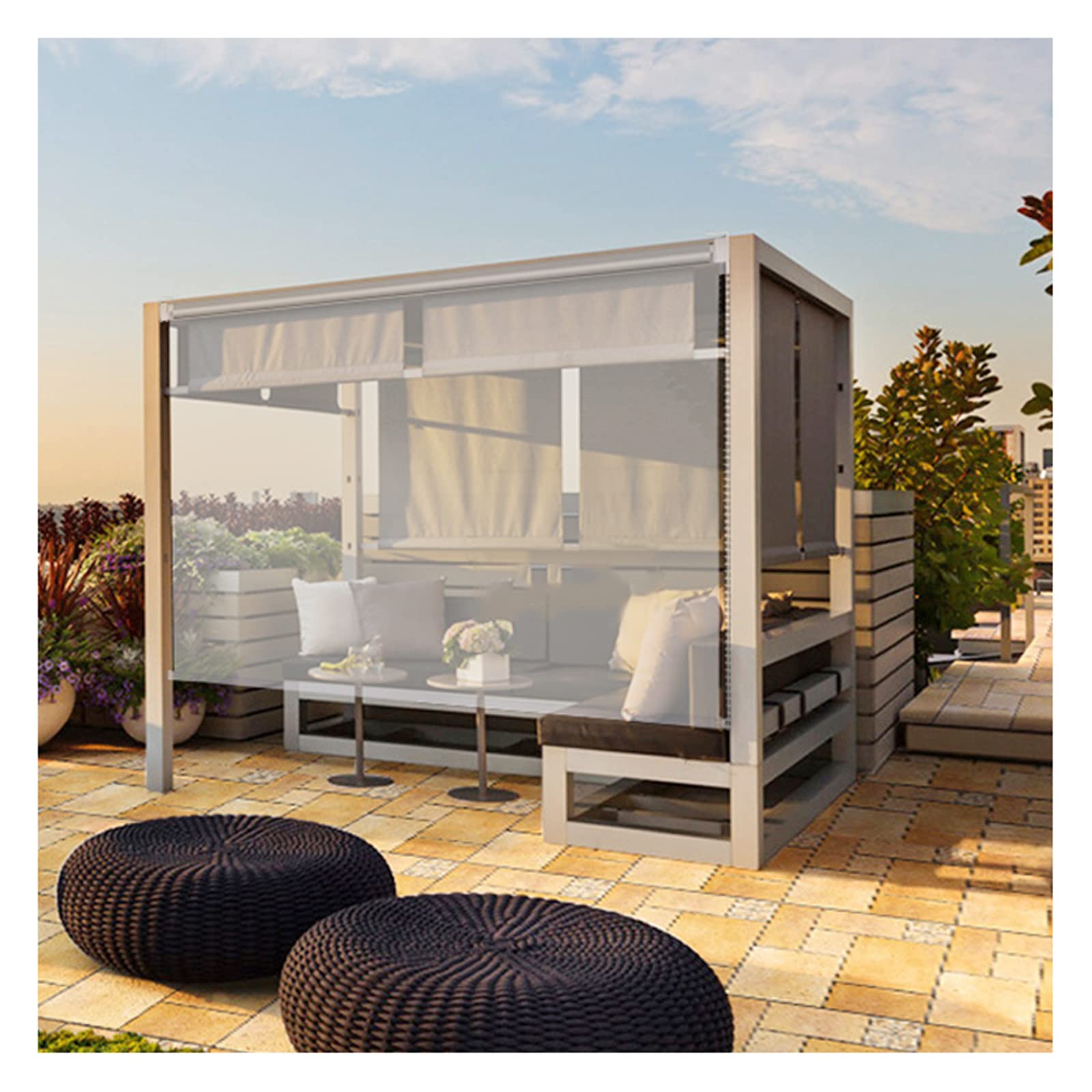 Store enroulable transparent haute résistance extérieur pour pergola et porte