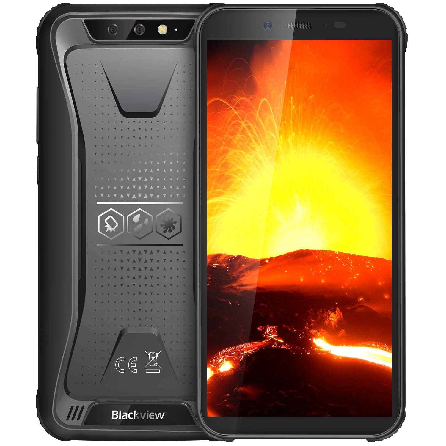Rugged Unlocked Cell Phones, Blackview BV5500 4400mAh Battery Dual SIM Phone Android 8.1 Waterproof Drop Proof 2GB+16GB 5.5 inch HD+IPS [Quad Core] Face ID Blackview Rugged AT&T Cell Phone, Black