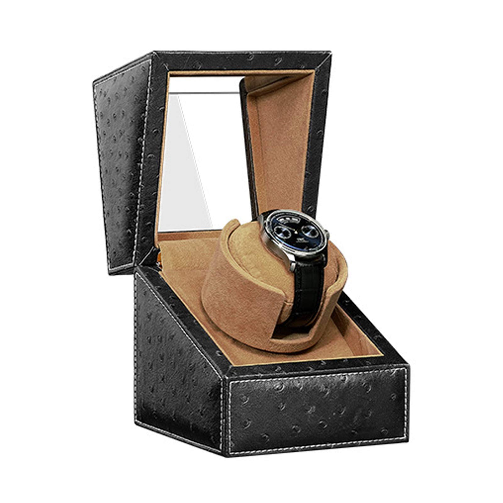 OLSKFUH Automatic Single Watch Winder With Soft Flexible Plush Pillow Super Quiet Motor Dual Power Supply Fit Most Watches,G