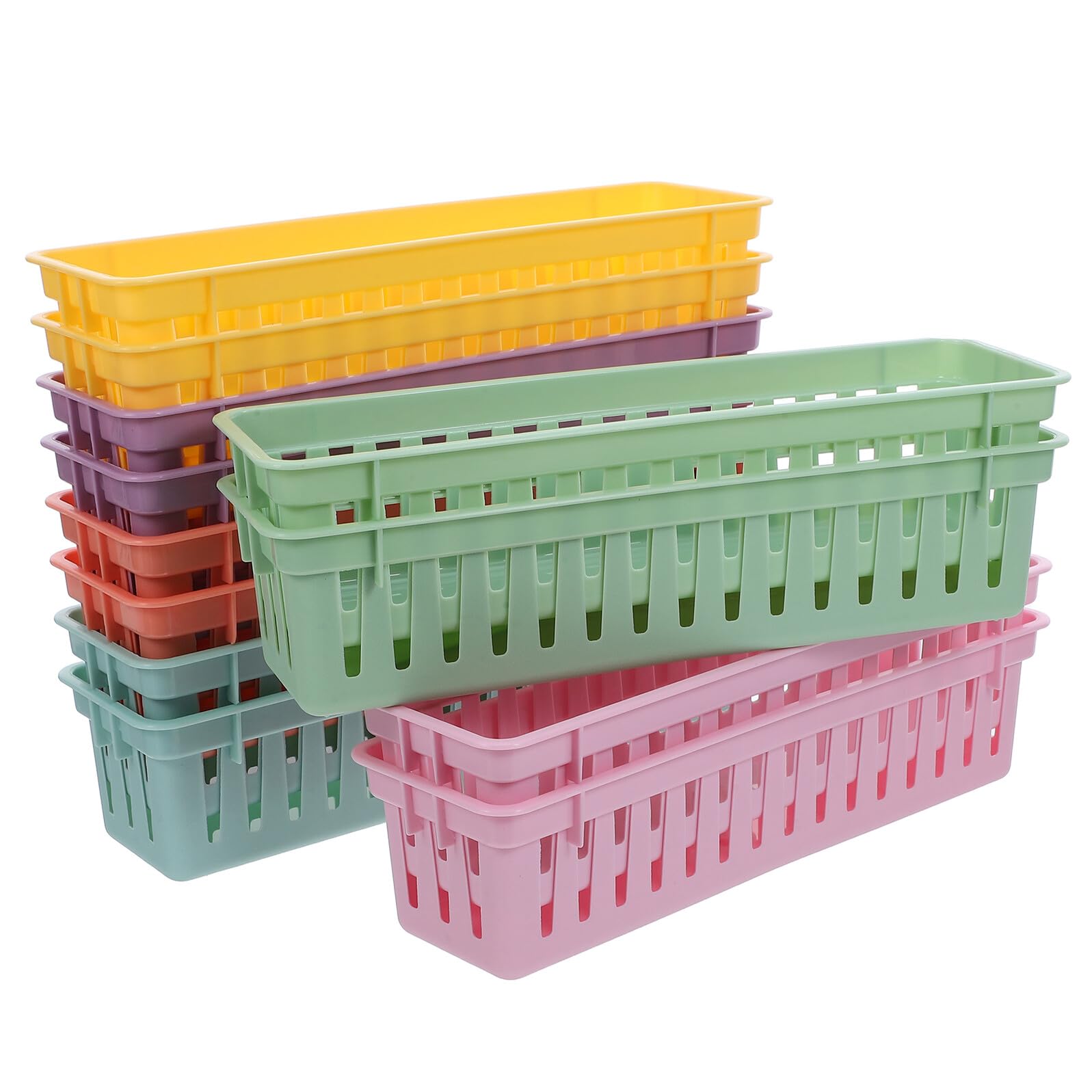 Zerodeko 12pezzi Vassoio Portapenne in Plastica Rettangolare Per Ufficio e Scuola Organizer Da Tavolo Contenitori Portaoggetti Contenitori Per Matite Per Aule e Cancelleria