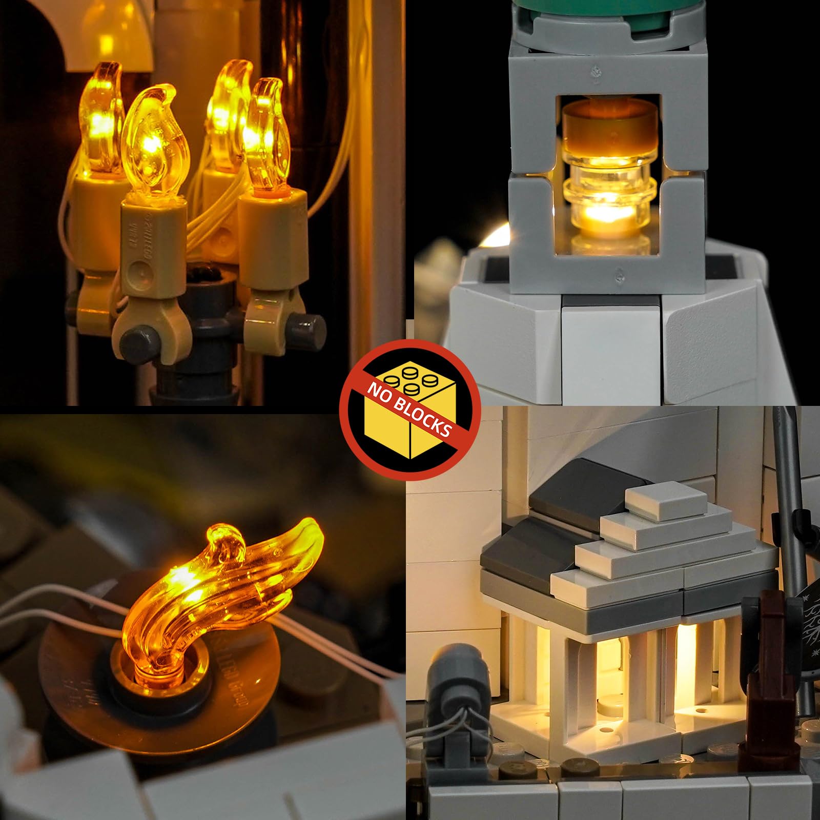 Zestaw świateł LED kompatybilny z Lego 11377 Minas Tirith (nie jest to model), zestaw oświetlenia dekoracyjnego kompatybilny z Lego Minas Tirith 11377