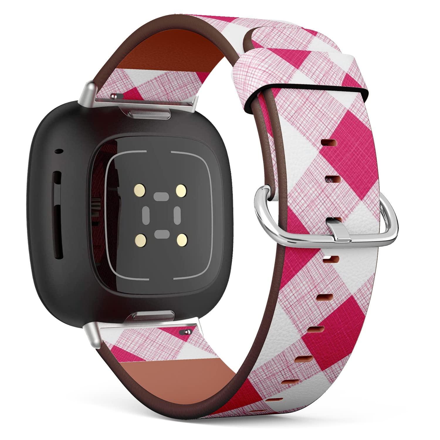 CJBROES Replacement Leather Watch Band, Compatible with Fitbit Versa 3 and Fitbit Sense of Wristband Bracelet Accessory - Picnic Tablecloth