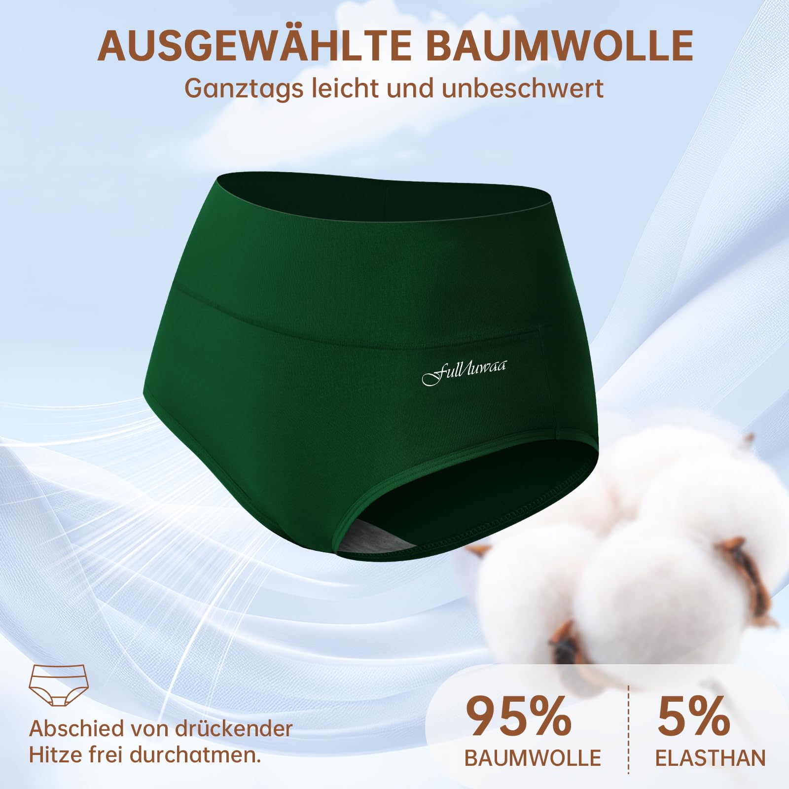Fullluwaa Mutande Donna 5 Pezzi - Mutande Alte Donna - Elastiche, Traspiranti, Vita Alta