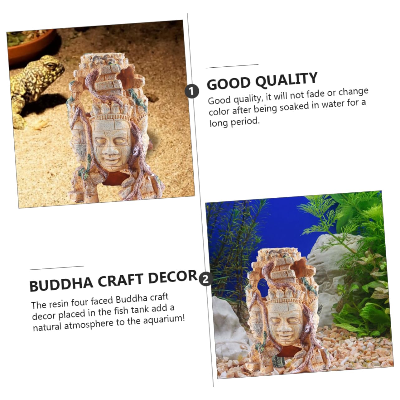 YARNOW Decorazione per Acquario in Resina Ornamento Teschio e Buddha a Facce per Acquario, per Vasche e Studio, Confezione