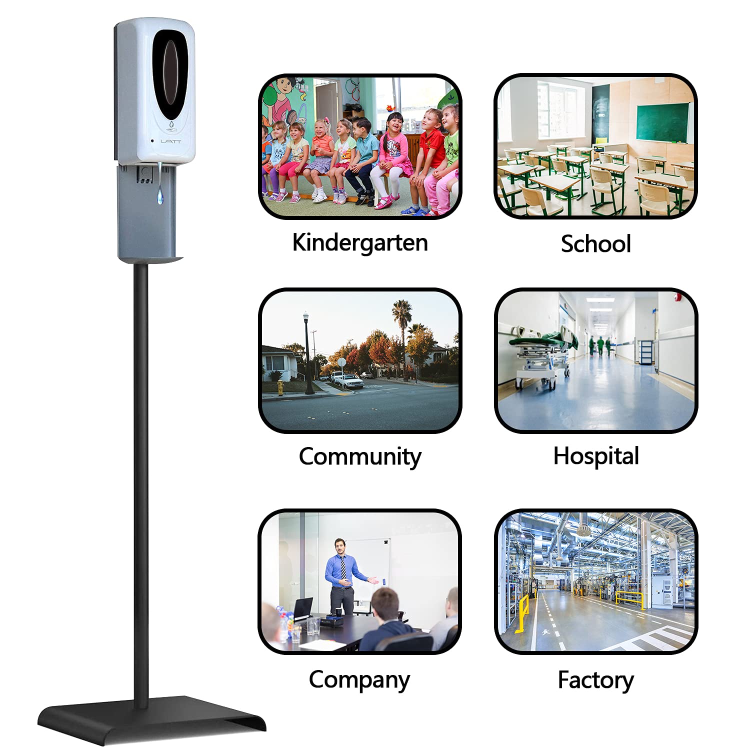 LATT Automatic Hand Sanitizer Dispenser 1000ML/35oz with Stand and 3