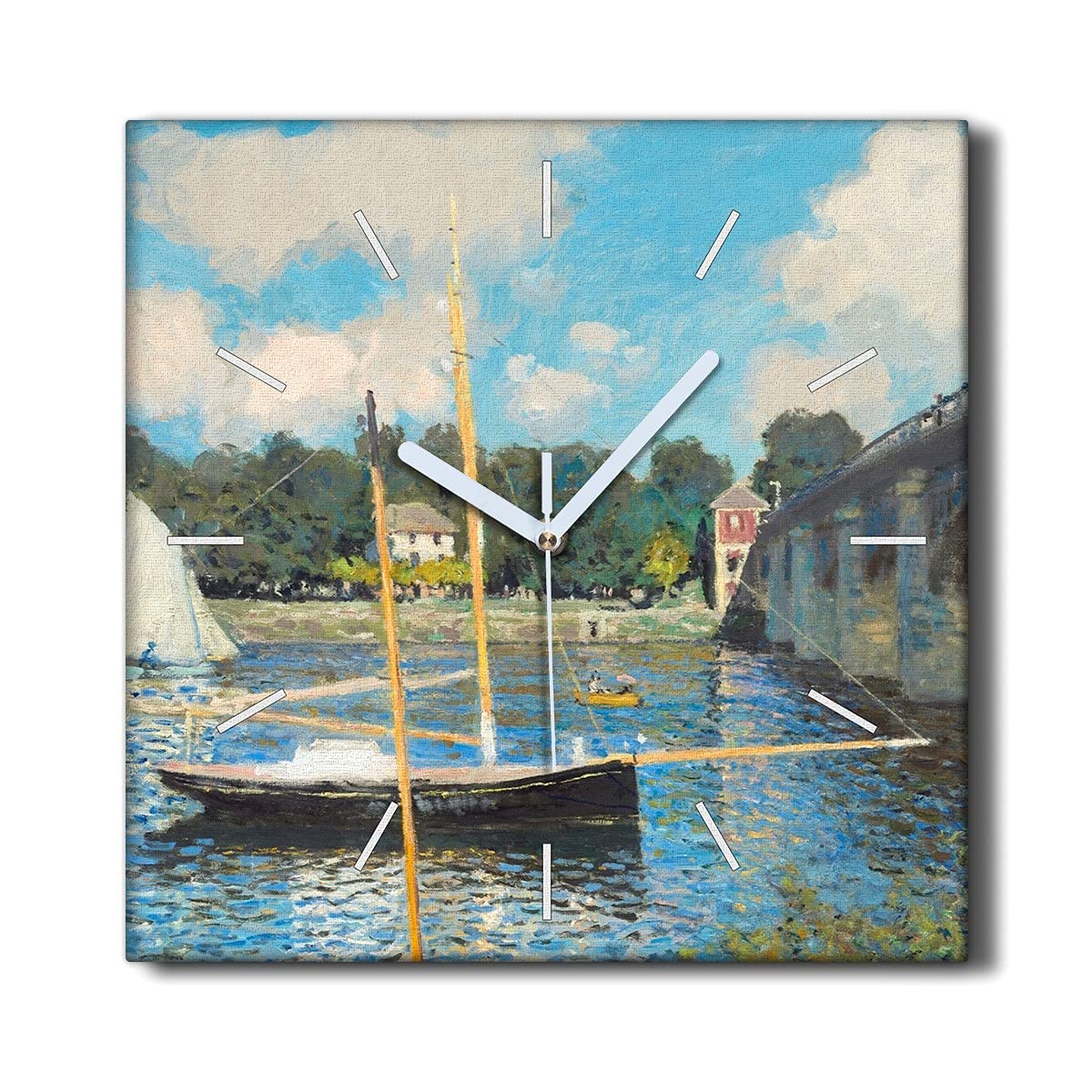 Horloge sur Toile sans bruit 30x30cm Salon Deco Horloge Murale Silencieuse Monet