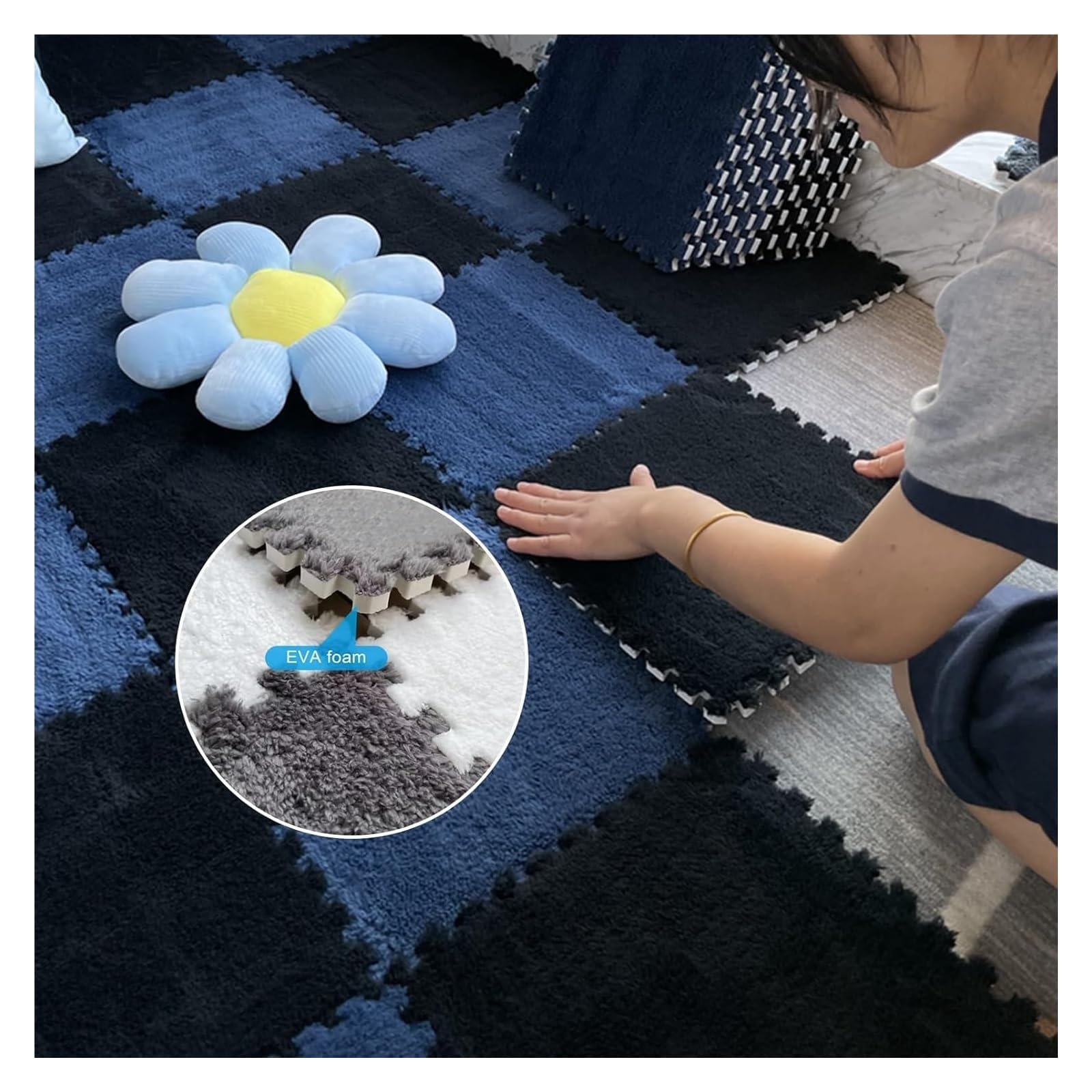 Teppichfliesen, 10-teiliges Set aus 30 x cm großen, weichen Schaumstoff-Puzzle-Bodenmatten mit Steckverbindung(Purple)
