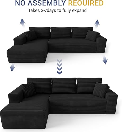 Miniatura 9 de Sofá seccional Cloud de 104 pulgadas con diván en forma de L, moderno sofá modular seccional de pana, sofás sin hueso para sala de estar y