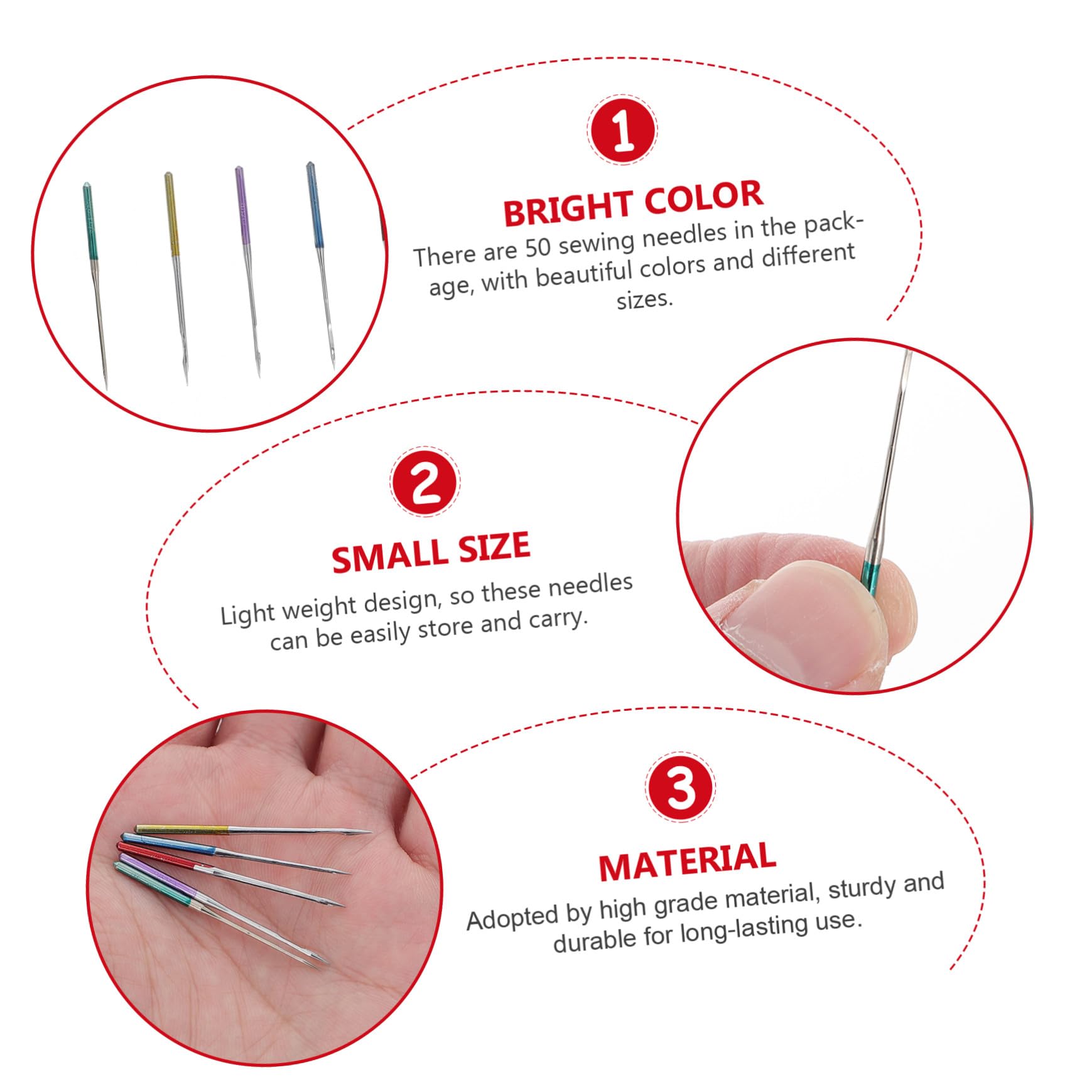 Hohopeti Agujas de Coser de Metal Duraderas y Aplicables para Máquina 50 para Telas Elásticas y Gruesas, Ideales para Costura Doméstica y Prendas