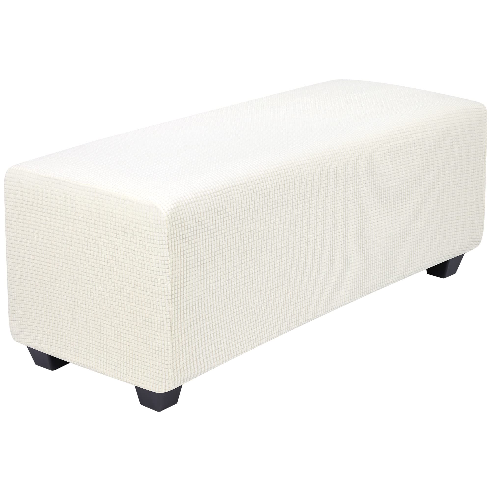 PiccoCasa Housse De Pouf Extensible Taille S - Housse Tabouret Jacquard Carreaux