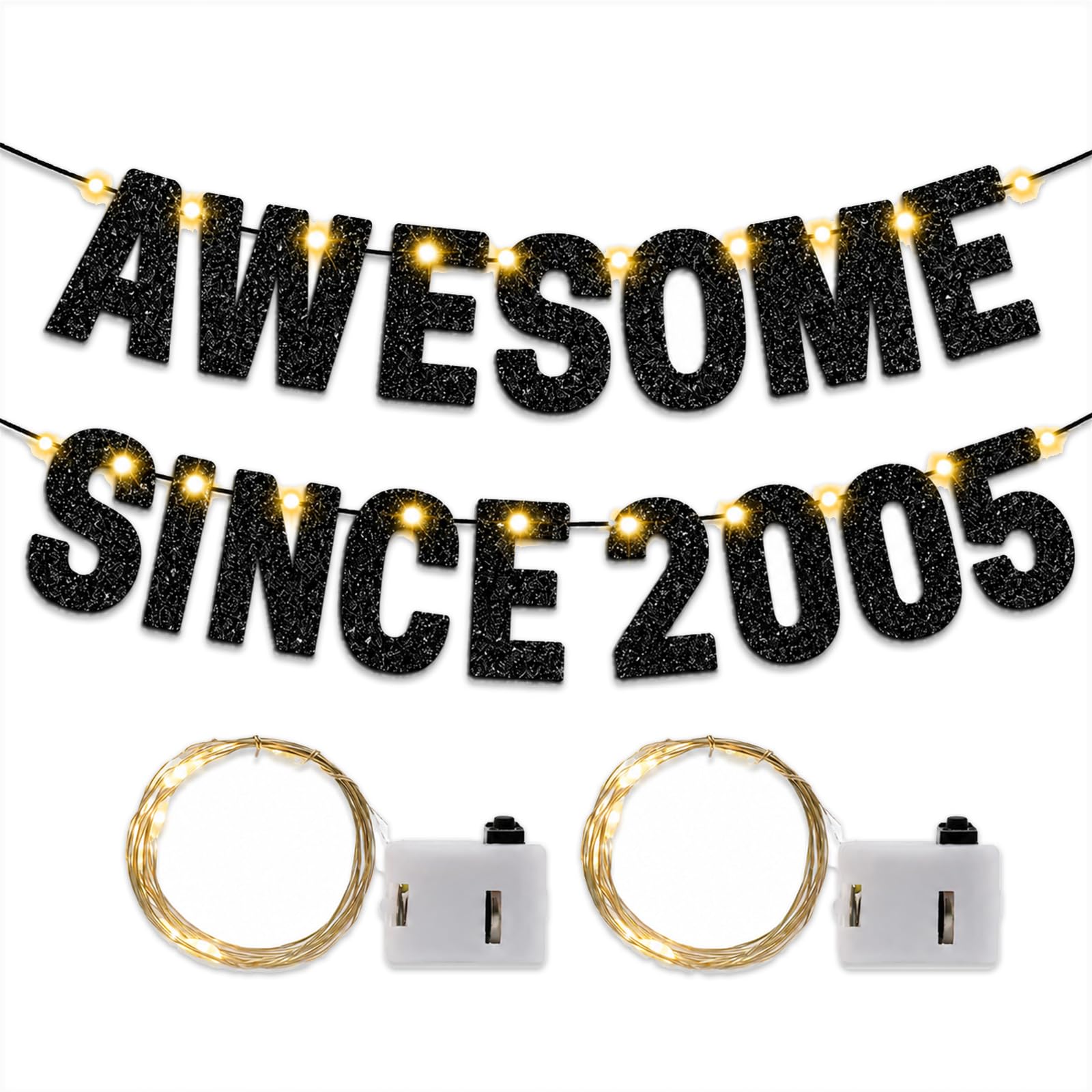 21st Birthday Decorations For Girls, Happy 2005 LED Black Banners For Her