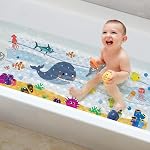 Yolife Non Slip Bathtub Mat, 16x39inch Kids Bath Mat Anti-Slip Cartoon Bathroom Floor Mat Shower Mat with Suction Cups and Drain Holes, Octopus
