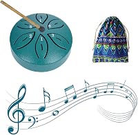 Butyeak Mini Tongue Drum - 6 Hangú Kézidob Szénacélból, 8 cm Átmérőjű Handpan Ütőhangszer Meditációhoz, Jógához, Zöld Színben 1