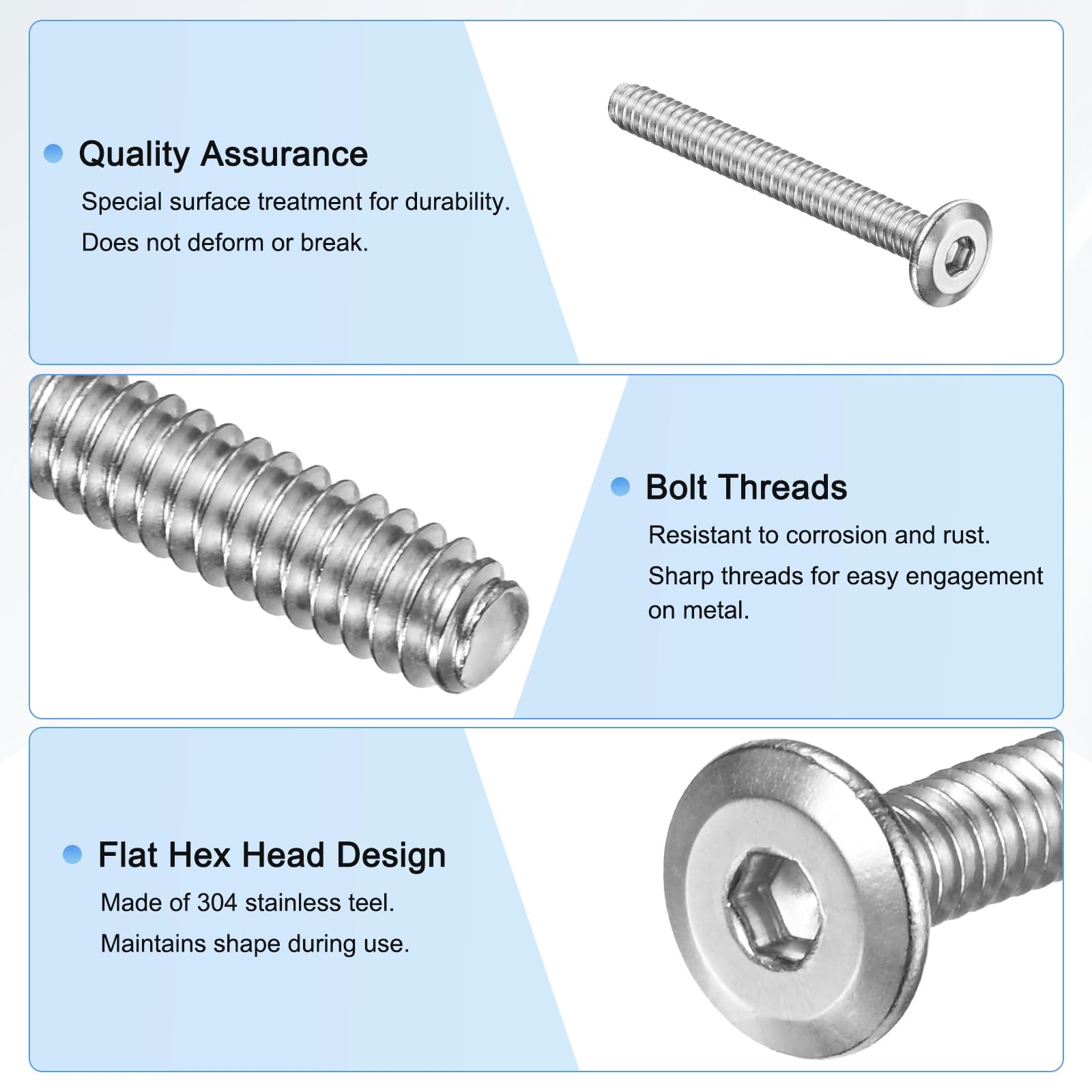 M METERXITY 10-Pack Flat Head Socket Cap Screws - Image 2