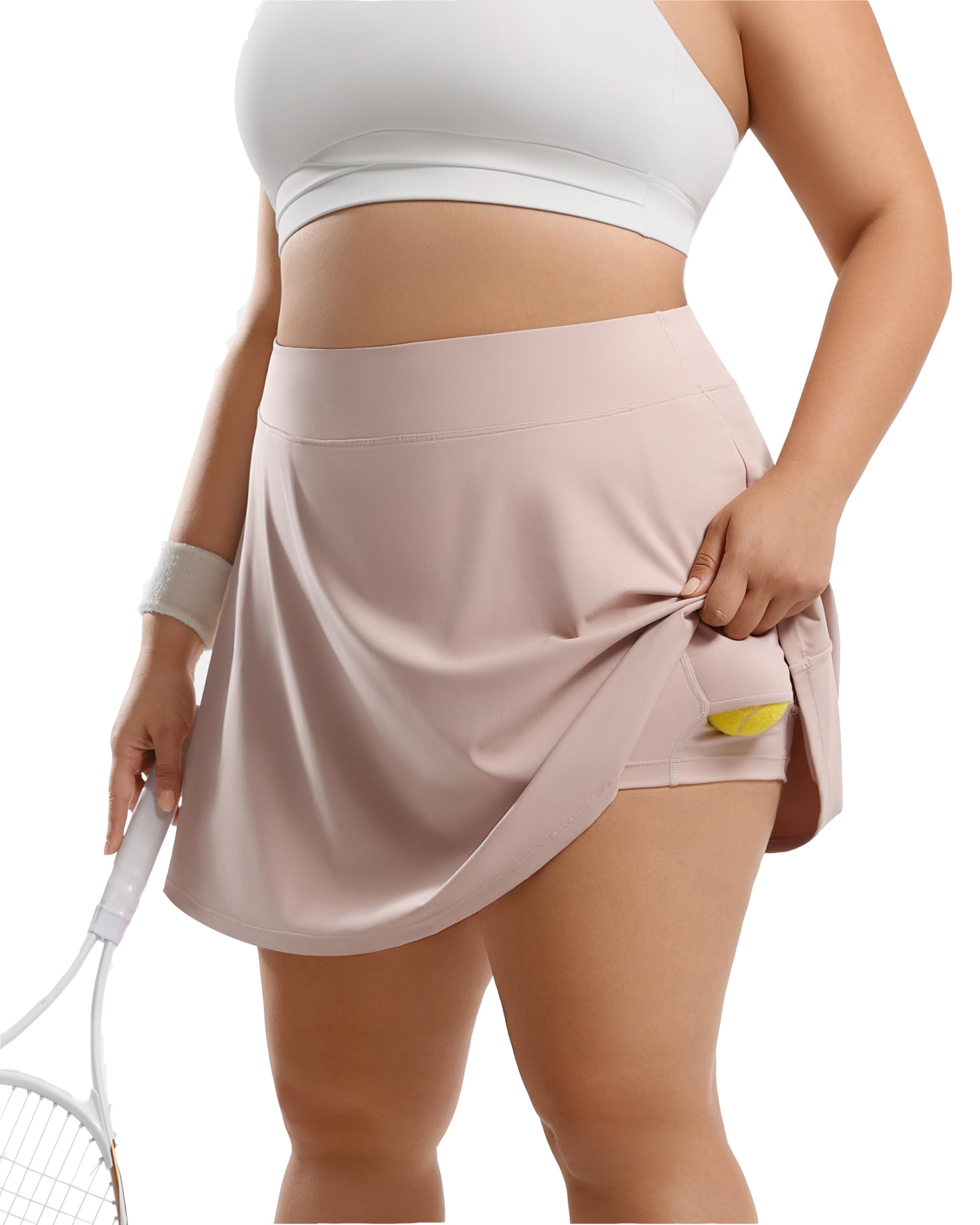 VFUS Women's Tennis Skorts with 2 Pockets Plus Size Golf Skirts High Waisted Pleated Athletic Skirt for Pickleball Running