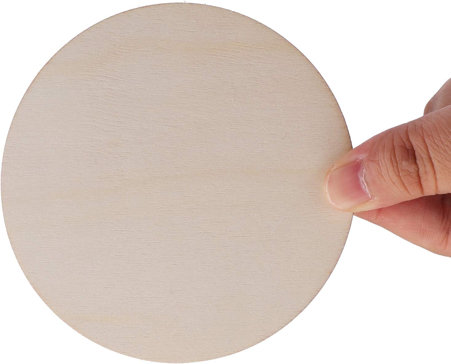 Foraineam 100 Pieces 4 Inch Unfinished Wood Circle Cutouts Round Natural Wooden Craft Circles Slices for Wooden Coasters, DIY Crafts, Painting, Writing, Engraving and Home Decoration (Pack of 2)