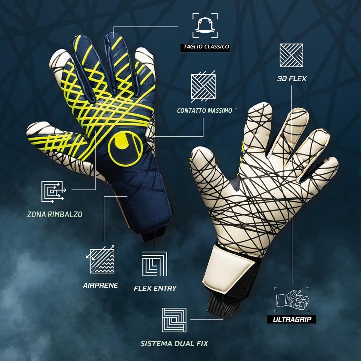 uhlsport Prediction Ultragrip - Guanti da Portiere di Calcio Bambini e Adulti
