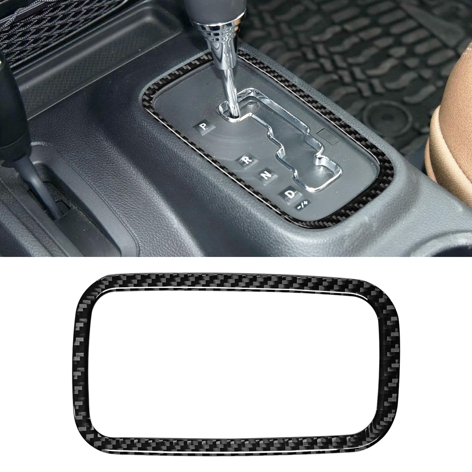 RUIANTECompatible with Carbon Fiber Center Consoles Gear Shifter Box Panel Frame Cover Trim Auto Car Interior Accessories for Jeep Wrangle JK JKU 2011 2012 2013 2014 2015 2016 2017 (1pc Black)