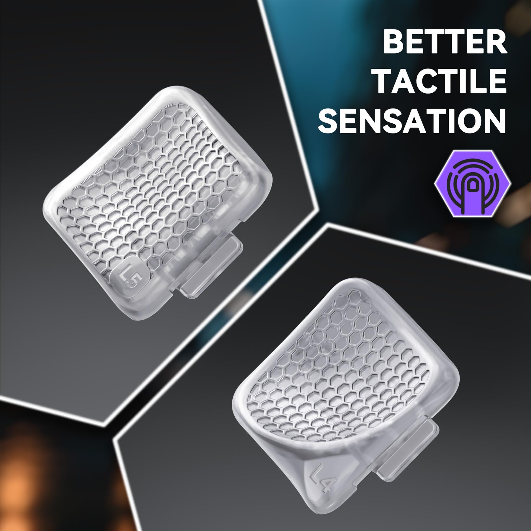 eXtremeRate 8pcs Boutons Interchangeable avec Coque Arrière pour Steam Deck LCD & OLED,Kit d'Accessoires pour Steam Deck Console Back Buttons – Transparent