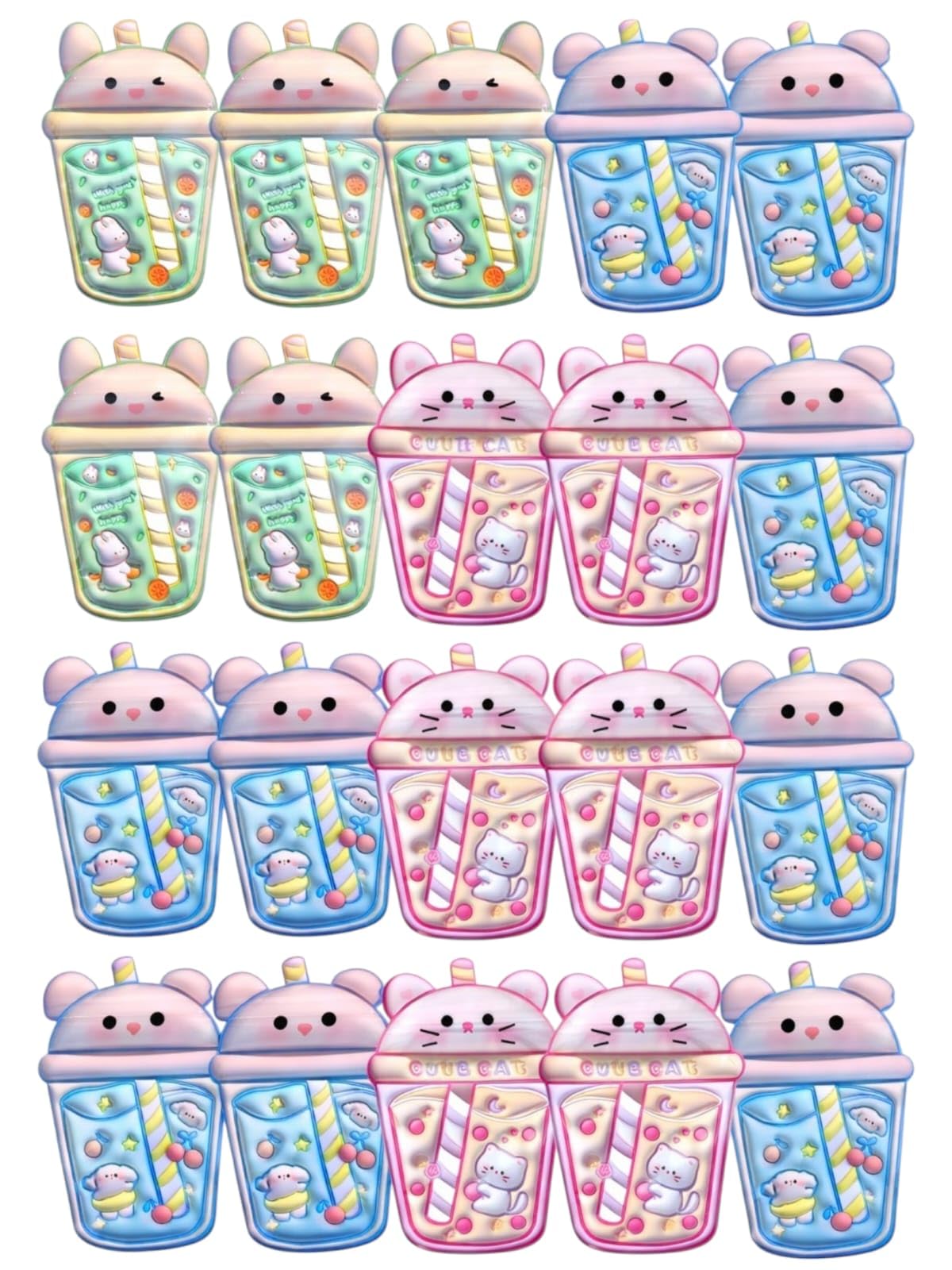 Pouch for Kids, Kit-ty Theme Pouch for Girls, Waterproof Anti Dry Pouch for Girls (24 pcs) Birthday Return Gifts, Traveling Pouch, Cosmatic Bag Case for Girls Sipper Shape Silicon Pouch-image-21
