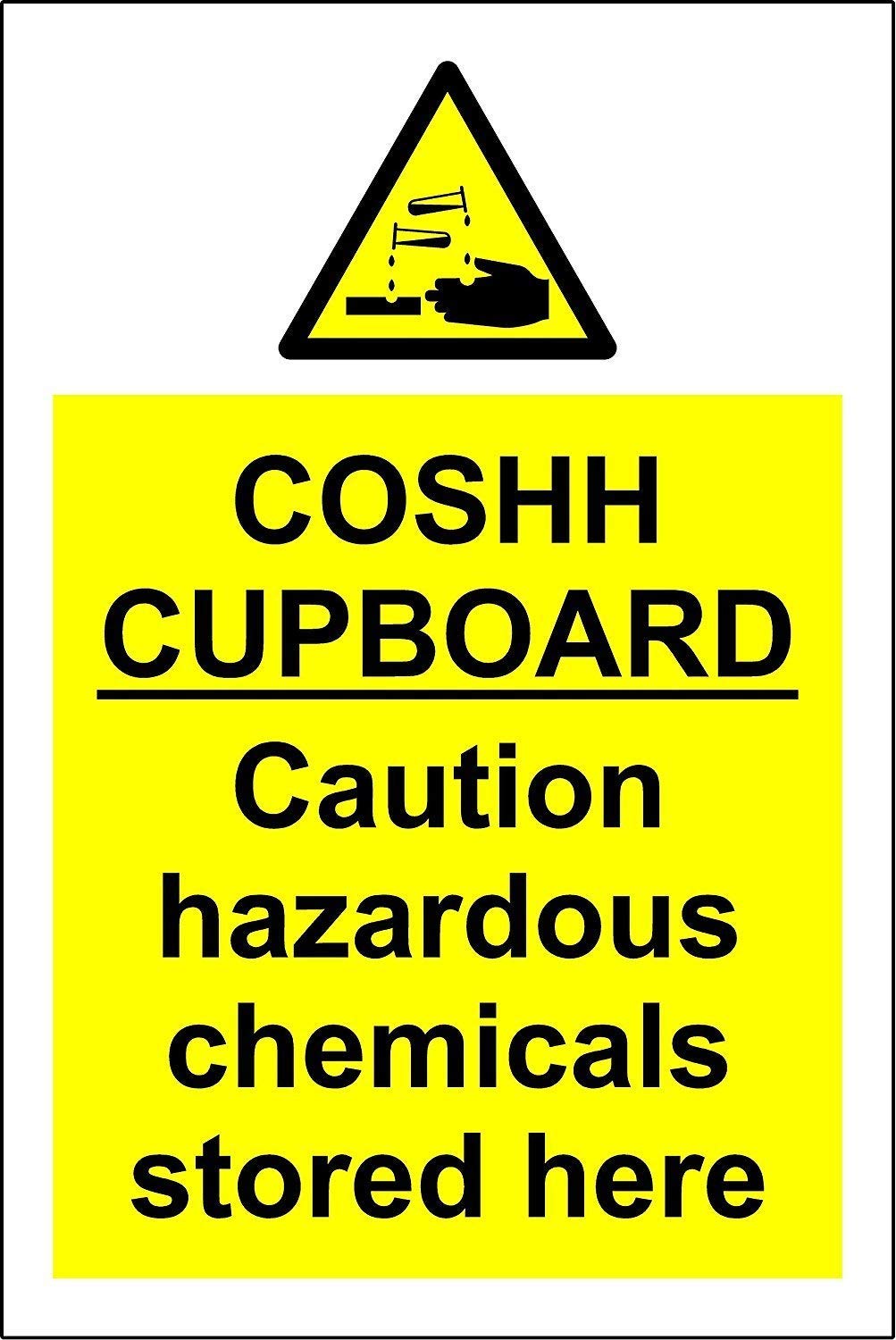 COSHH Cupboard hazardous chemicals stored here Safety Sign - 1.2mm Rigid plastic 300mm x 200mm โ image 1