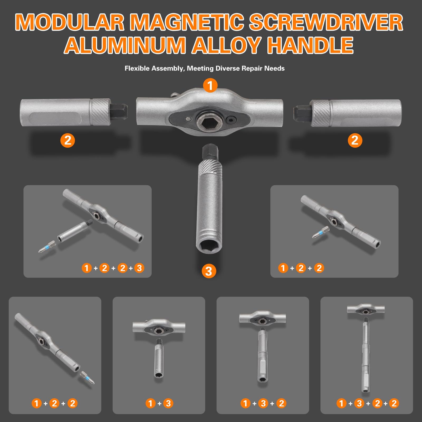 42 in 1 Magnetic Screwdriver Sets, Ratchet Screwdriver Set including Detachable T-Ratchet Handle - Image 3