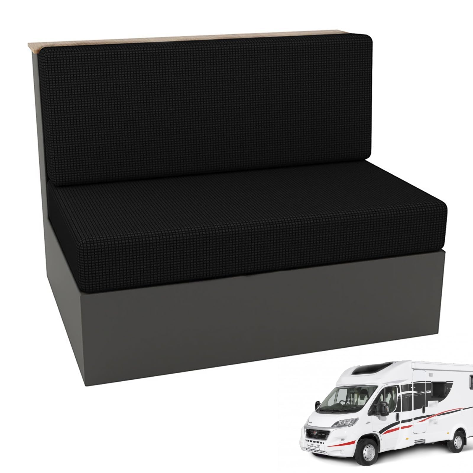 MeYuxg Housse Banquette Camping Car(1 Set),Extensibles RV Housses de Coussin, Housse Siege Camping Car, Coussin de Caravane Antidérapante, Convient aux Restaurants de Camping-Car（Noir