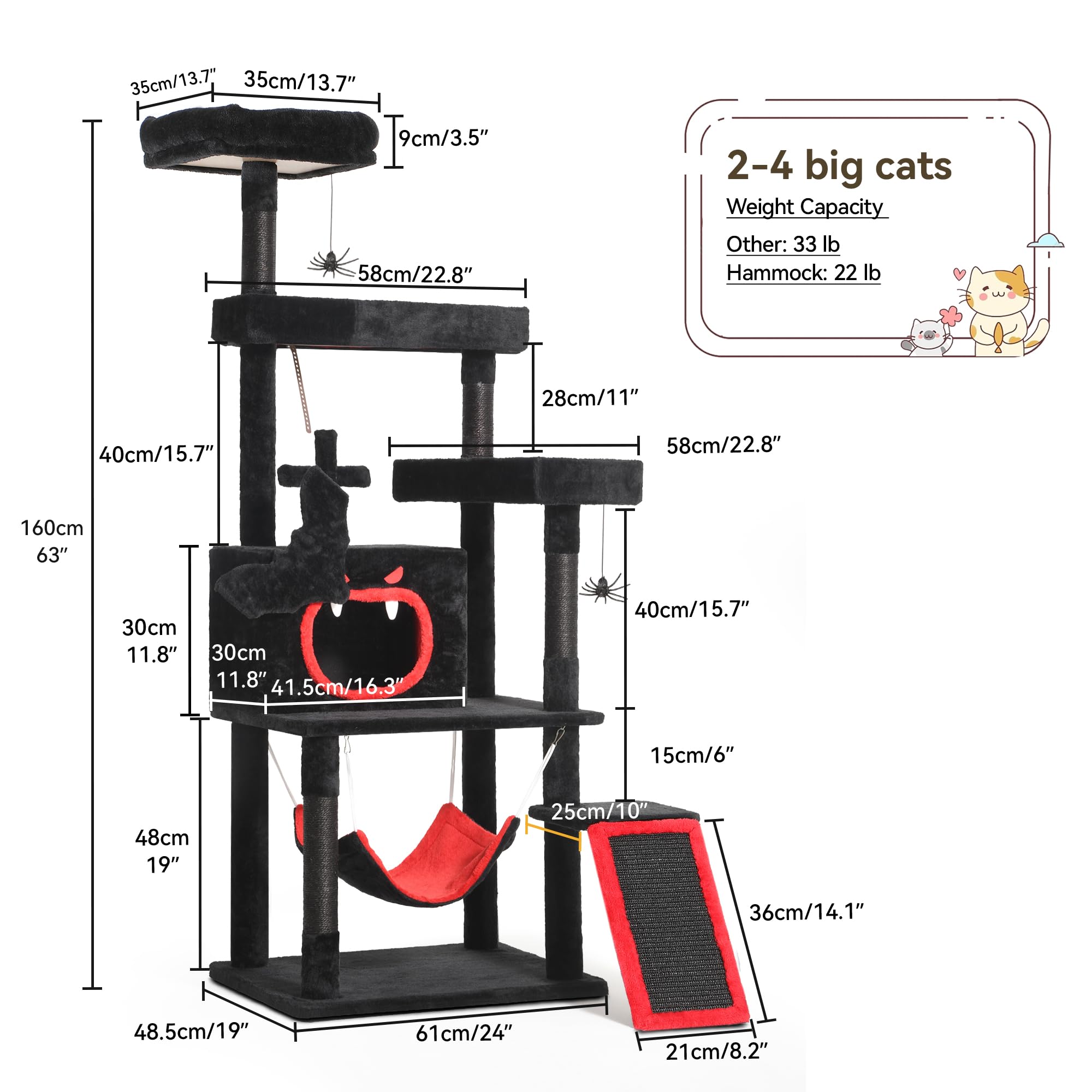 YITAHOME Gothic Cat Tree with Coffin Bed, 63