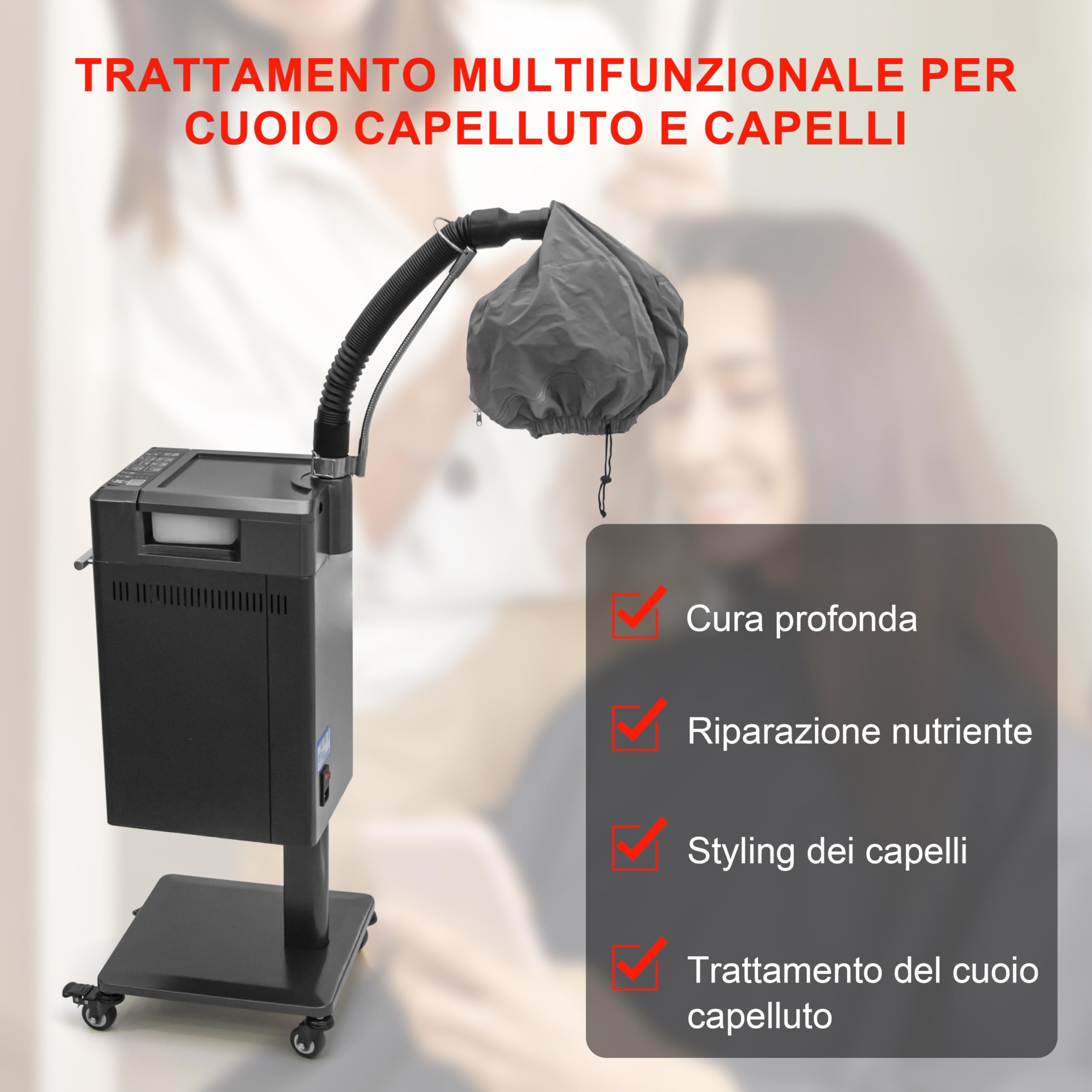 Elitzia ET19400 - Vaporizzatore per capelli per condizionamento profondo, disintossicante per cuoio capelluto, per lavaggio dei capelli, sedia reclinabile, accessorio professionale per la cura dei